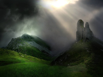 Green hills in Ireland